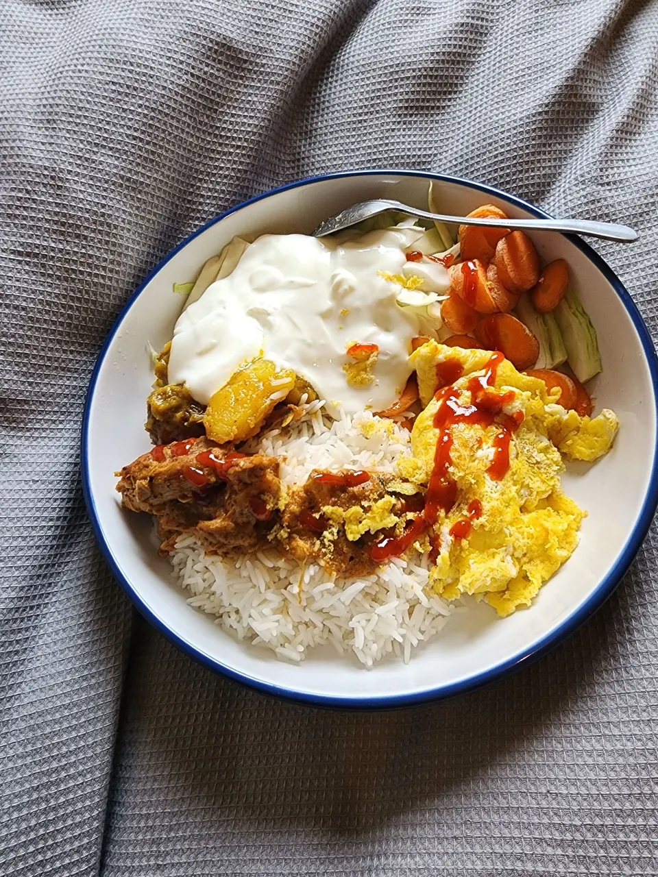 صحن رز ودجاج وزبادي